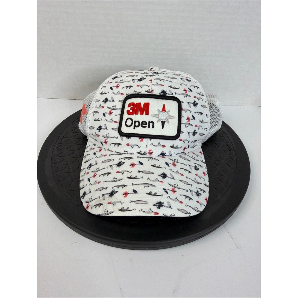 Ahead Performance 3M Open Golf Trucker Hat White Fishing Lure Print Snapback Cap
